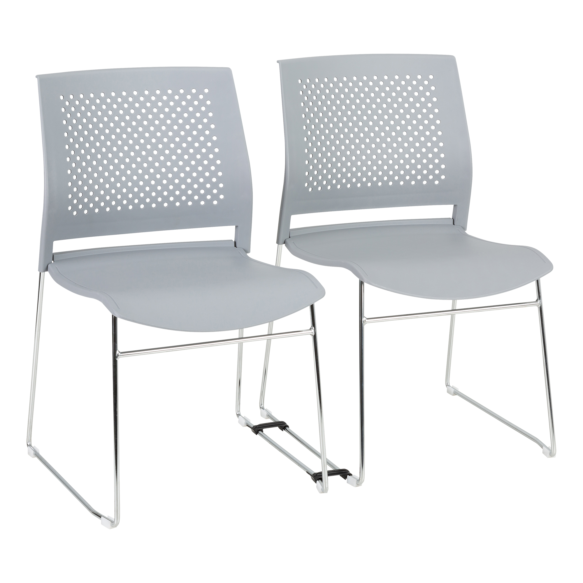 Chrome Sled Base Stack Chair w/ Perforated Seatback - Shown Ganged