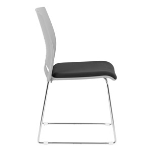 Chrome Sled Base Stack Chair w/ Padded Seat - Side View