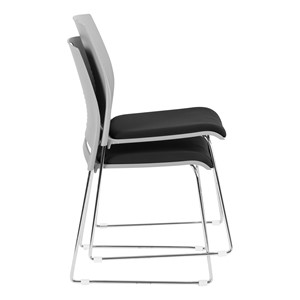 Chrome Sled Base Stack Chair w/ Padded Seat - Shown Stacked
