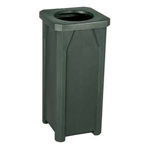 Open Flat Top Plastic Trash Can w/ Liner - Green