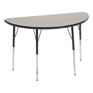 Half-Round Adjustable-Height Activity Table - Gray top w/ black edge band