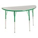 Half-Round Adjustable-Height Activity Table - Gray top w/ green edge band