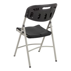 Heavy-Duty Indoor/Outdoor Blow-Molded Folding Chair - Black - Back