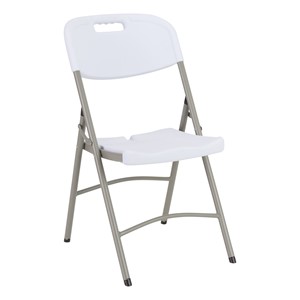Heavy-Duty Indoor/Outdoor Blow-Molded Folding Chair - White