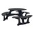 Decorative Round Recycled Plastic Picnic Table w/ Three Benches - Black
