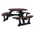Decorative Round Recycled Plastic Picnic Table w/ Three Benches - Brown