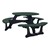 Decorative Round Recycled Plastic Picnic Table w/ Three Benches - Forest Green