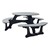 Decorative Round Recycled Plastic Picnic Table w/ Three Benches - Gray