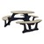 Decorative Round Recycled Plastic Picnic Table w/ Three Benches - Tan