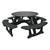 Decorative Round Recycled Plastic Picnic Table w/ Four Benches - Black