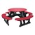 Decorative Round Recycled Plastic Picnic Table w/ Four Benches - Red