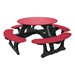 Decorative Round Recycled Plastic Picnic Table w/ Four Benches - Red