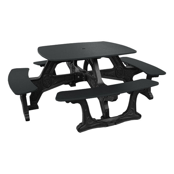 Decorative Square Recycled Plastic Picnic Table - Black
