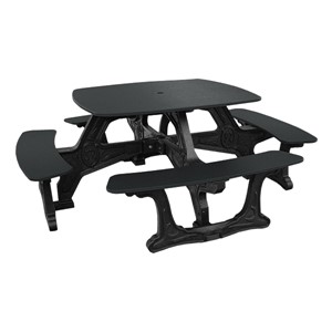 Decorative Square Recycled Plastic Picnic Table - Black