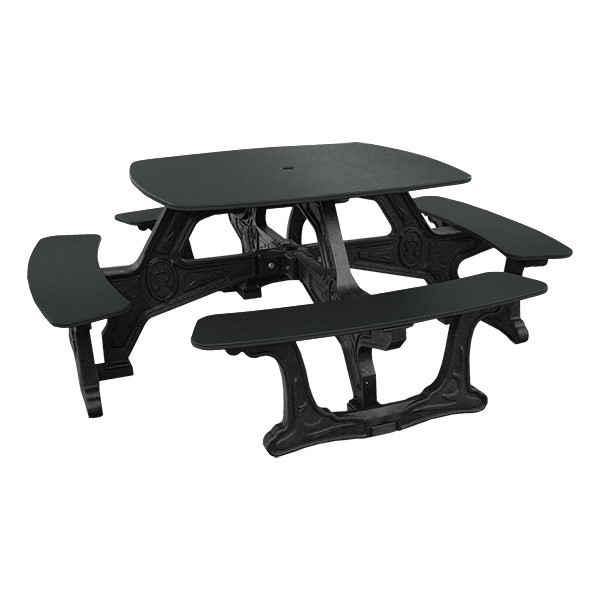 Decorative Square Recycled Plastic Picnic Table - Black