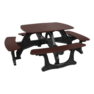 Decorative Square Recycled Plastic Picnic Table - Brown