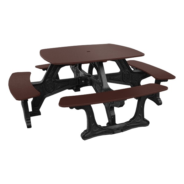 Decorative Square Recycled Plastic Picnic Table - Brown