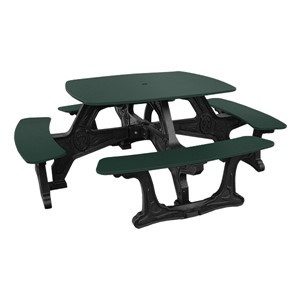 Decorative Square Recycled Plastic Picnic Table - Forest Green
