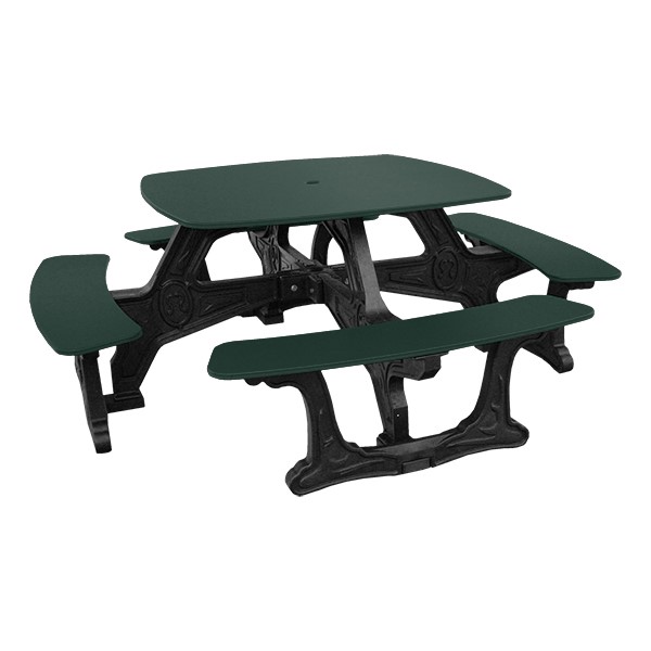Decorative Square Recycled Plastic Picnic Table - Forest Green