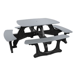 Decorative Square Recycled Plastic Picnic Table - Gray
