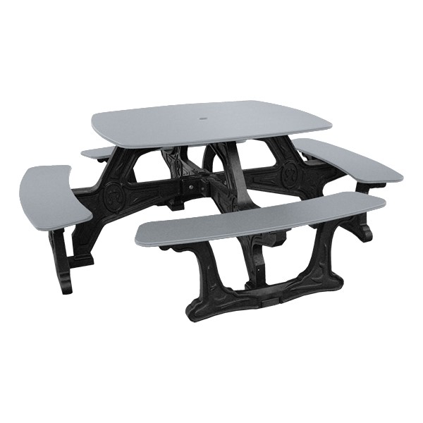 Decorative Square Recycled Plastic Picnic Table - Gray