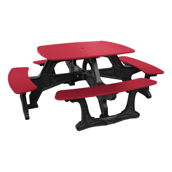 Decorative Square Recycled Plastic Picnic Table - Red