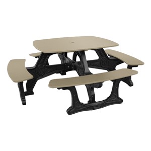 Decorative Square Recycled Plastic Picnic Table - Tan