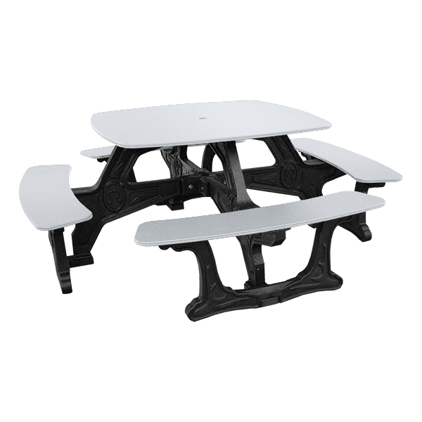 Decorative Square Recycled Plastic Picnic Table - White