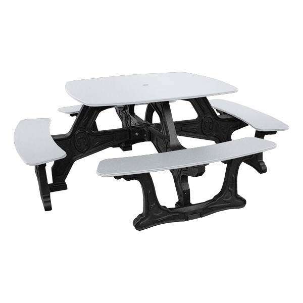 Decorative Square Recycled Plastic Picnic Table - White