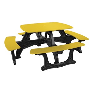 Decorative Square Recycled Plastic Picnic Table - Yellow