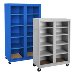 Mobile Metal Backpack Storage Cabinet w/ 10 Cubbies