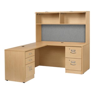 Norwood Series L-Shaped Workstation w/ Flipper Hutch & Left Return (72" W x 36" D)