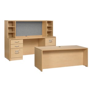 Norwood Series Desk w/ Credenza and Open Hutch