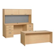 Norwood Series Desk w/ Credenza & Flipper Hutch