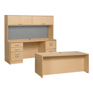 Norwood Series Desk w/ Credenza and Flipper Hutch