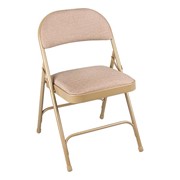 6600 Series Heavy-Duty Folding Chair w/ Fabric Upholstered Seat & Back - Beige