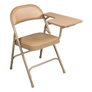 6600 Series Heavy-Duty, Vinyl-Padded Folding Chair w/ Tablet Arm - Left Handed - Beige