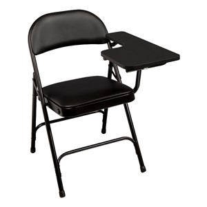 6600 Series Heavy-Duty, Vinyl-Padded Folding Chair w/ Tablet Arm - Left Handed - Black