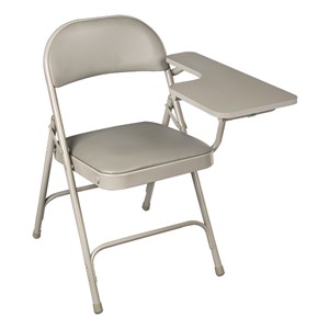 6600 Series Heavy-Duty, Vinyl-Padded Folding Chair w/ Tablet Arm - Left Handed - Gray