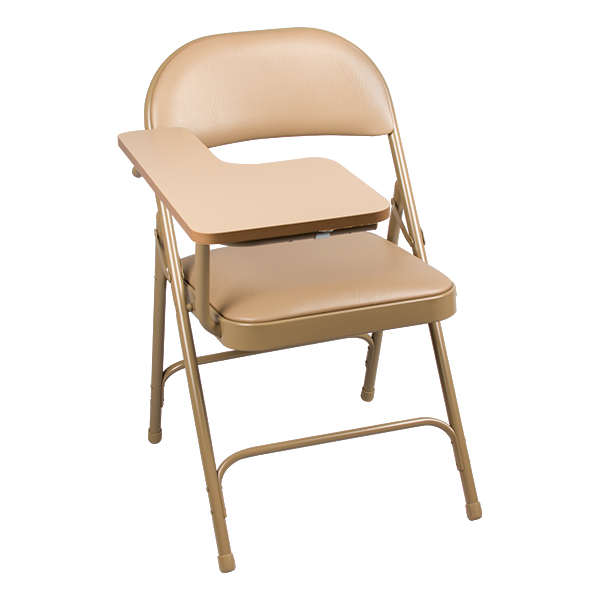 6600 Series Heavy-Duty, Vinyl-Padded Folding Chair w/ Tablet Arm - Right Handed - Beige