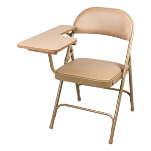 6600 Series Heavy-Duty, Vinyl-Padded Folding Chair w/ Tablet Arm - Right Handed - Beige
