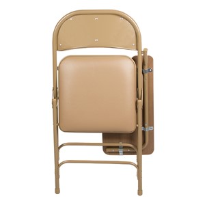 6600 Series Heavy-Duty, Vinyl-Padded Folding Chair w/ Tablet Arm - Folded front view - Beige