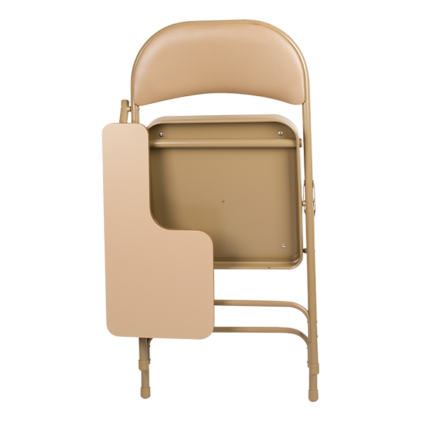 6600 Series Heavy-Duty, Vinyl-Padded Folding Chair w/ Tablet Arm - Right Handed - Beige