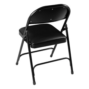 6600 Series Heavy-Duty Folding Chair w/ Vinyl Upholstered Seat & Back - Black