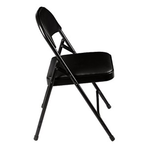 6600 Series Heavy-Duty Folding Chair w/ Vinyl Upholstered Seat & Back - Black
