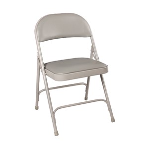6600 Series Heavy-Duty Folding Chair w/ Vinyl Upholstered Seat & Back - Gray
