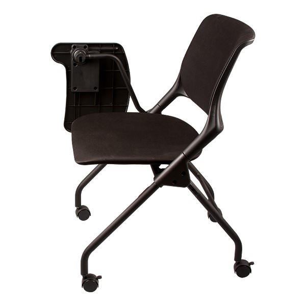Upholstered Tablet Arm Nesting Chair - Side view - Shown w/ tablet folded down