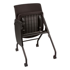 Upholstered Tablet Arm Nesting Chair - Shown w/ seat & tablet folded for nesting
