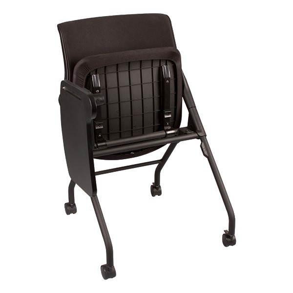 Upholstered Tablet Arm Nesting Chair - Shown w/ seat & tablet folded for nesting
