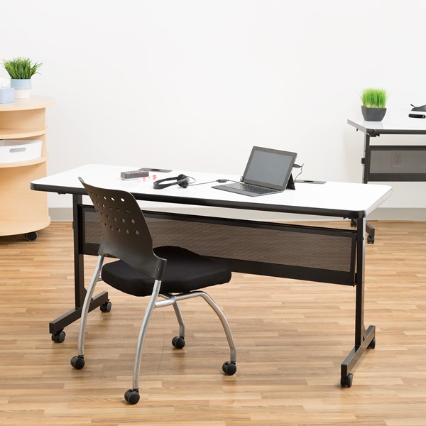 Merit Series III Flip-Top Whiteboard Training Table w/ Electric (Shown w/ Ballard Nesting Chair)